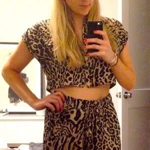 Denim & Supply Leopard Crop Top Size Small